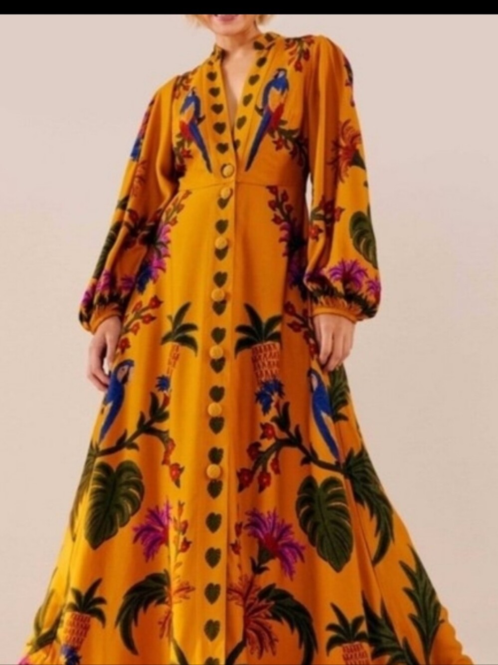 NWT FARM RIO | $285 Yellow Tropical Tapestry Maxi Dress - Picture 2 of 12